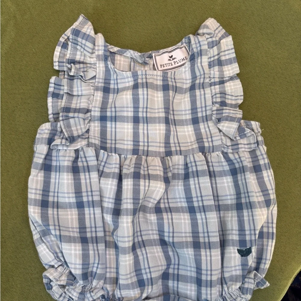 Baby girl - Blue Plaid  Romper